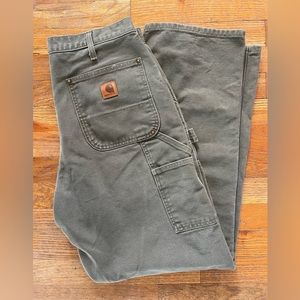 CARHARTT GREEN LOOSE FIT FIRM DUCK DOUBLE-FRONT UTILITY WORK PANT
SIZE 10/12